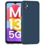 WOW IMAGINE Silicone Slim Ultra Soft Rubberised Inner Velvet Fabric Lining Matte Flexible Back Case Back Cover with Camera Protection For Samsung Galaxy M13 5G (Blue)