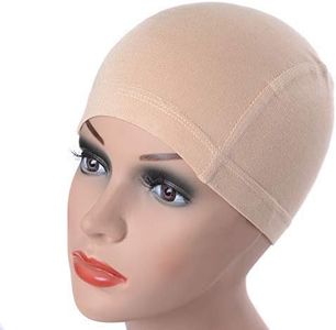 YANTAISIYU Bamboo Fiber Wig Cap Comfortable Elastic Wig Cap Wearing Under Wigs (Beige)