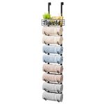 HapiRm Over Door Towel Rack-Towel Storage Rack Wall Mounted with Metal Shelf, 9-Tier Over Door Towel Rail, Towel Holder, Black