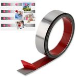 Gaahing Self-Adhesive Backing Metal Tape, Flexible Ferrous Memo Strips for Magnets, Bulletin Bar Board Office Home Use (Silver, 16.4 ft x 1.6 in)