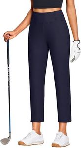 ISEEGZ 27" Capri Pants for Women High Waist Stretch Women's Golf Capris for Summer with Pockets Work Casual Navy