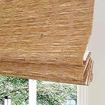 Cordless Bamboo Roman Shades, Custom Woven Wood Shades, Lined Blackout Bamboo Blinds, Light Filtering Bamboo Shades for Home, Windows, Doors, Color EX-3204