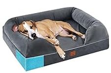 URPET Orthopedic Dog Bed Memory Foam Dog Beds for Large,Extra Large and Jumbo Dogs Bolster Pet Bed with Removable Machine Washable Cover, Waterproof Liner and Durable Zipper (Grey,36x28)