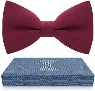 Boys Burgundy Bow Tie Teens Gabardine Fabric Material for Kids Maroon Bowtie, Toddler Bow ties Formal Pre-Tied Tuxedo Clip on Shape Infant Handmade Bow ties for Any Ages (Medium, Deep Red)