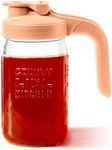 County Line Kitchen Glass Mason Jar Pitcher with Lid - Wide Mouth, 1 Quart (32 oz) - Heavy Duty, Leak Proof - Sun & Iced Tea Pitcher, Cold Brew Coffee, Breast Milk Storage, Water - Peach