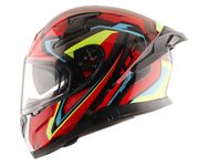 Axor Apex Roadtrip ISI DOT & ECE Certified Full Face Dual Visor Helmet for Men and Women with Outer Clear Visor and Inner Smoke Sun Visor ( Black Red, Size: M)