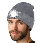 AONYIYI Gifts for Men LED Toques Beanie Hat with Light,Birthday Christmas Stocking Stuffers for Men Women Dad Him Husband Grey