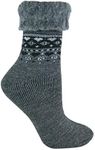 Sock Snob - Ladies Turn Over Top Warm Thermal Winter Nordic Wool Blend Home Bed Socks (4-8 uk, 11 Charcoal)