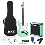 LyxPro 36 Inch Electric Guitar and Kit for Kids with 3/4 Size Beginner’s Guitar, Amp, Six Strings, Two Picks, Shoulder Strap, Digital Clip On Tuner, Cable and Soft Case Gig Bag -Green