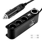 Holdfiturn Cigarette Lighter Adapter USB Charger Car Charger Adapter 120W 12V-24V with 4 Sockets 2 USB Ports Multi Socket Fast Charge Cigarette Lighter LED Power Outlet Splitter for Phone Vehicle