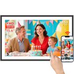 FRAMEO Digital Photo Frame 15.6 Inch Extra Large WiFi Digital Photo Frame with 32 GB 1920 x 1080 IPS HD Touchscreen Desktop &Wall Mounting Share your precious moments instantly with Frameo APP