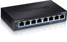 TRENDnet 8-Port Gigabit EdgeSmart Switch, 8 x Gigabit Ports, 16Gbps Switch Capacity, Ethernet Network Desktop Switch, Managed Gigabit Switch, Metal, Fanless, Lifetime Protection, Black, TEG-S80ES