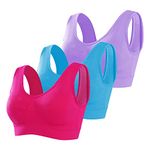 Memoryee Sports Bras Women 3 Pack Set Plus Size for Large Breasts Non Wired Inserts Washable Padded Push Up Multipack Vest Crop Top for Yoga Running Jogging Gym Multi2 XXL