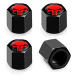 ZIBUYU® 4pcs Car Tyre Valve Caps, Carbon Alloy Stem Covers Tire Valve Caps for Car, Corrision Resistant Car Wheel Air Valve Cap for Cars Trucks Bicycles Motorcycles (Universal 8mm Inner Dia.)