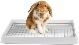 PODOO Rabbit Large Litter Box, Guinea Pig Training Pan Cage with Toilet Tray, Ideal for Rats, Ferret, Bunny Small and Medium Animals (Large + Extra Large Steel Holes Grids)