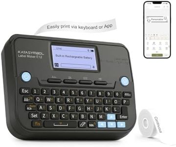 SUPVAN E12 Bluetooth Label Maker Machine, Support Keyboard & App with 30+ Fonts and 660+ Icons, Rechargeable Inkless Labeler for Office, Home, Kitchen, School, Organization, Black