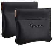 Travelambo Leather Squeeze Coin Purse Pouch Change Holder For Men & Women 2 pcs set, Black, one size