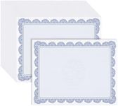 Best Paper Greetings 96 Sheets Navy Blue Floral Certificate Paper for Printing - Customizable Blank Cardstock with Border for Graduation Diploma, Achievement Awards, Recognition Documents (8.5x11")