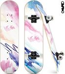 Letskate Skateboards for Beginners, 31"x8" Complete Skateboard for Kids Teens & Adults, 7 Layer Canadian Maple Wood Double Kick Deck Concave Standard and Tricks Skateboard with All-in-1 Skate T-Tool