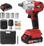 APLMAN Cordless Impact Wrench Kit MAX 21V Power Impact Wrench Set 1/2" Chuck (red)