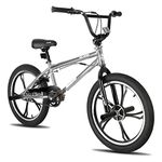 Hiland 20 Inch 5 Spoke Kids BMX Bike for Boys Girls Ages 7-13, 360 Degree Rotor Freestyle, 4 Pegs Single Speed Kid’s BMX Bicycle, Silver