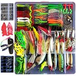 276 Pcs Fishing Lure Kit crankbaits deep dor walleye and pike Bionic Bass Trout Salmon Pike RattleFor Trout Bass Salmon Mixed Hard Baits Soft Rubber Worms Floating Hooks with Tackle Box and Pliers