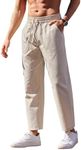 COOFANDY Mens Casual Pants Lightweight Linen Pants Elastic Waist Beach Yoga Summer Pants