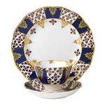 Royal Albert 100 Years 40017566 1900 Regency Teacup, Saucer, Plate 20cm, 3 Piece Set Blue, Bone China