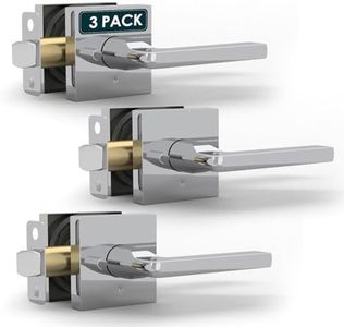 Mega Handles Prime Privacy Door Handle - 3 Pack Reversible Chrome Door Handles, Heavy Duty Bed & Bath Door Handles with Privacy Door Lock, Fits All Standard Doors - Polished Chrome