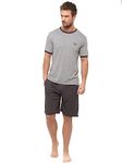 INSIGNIA Mens Pyjama Set Short Sleeve Top & Shorts (UK, Alpha, XL, Regular, Regular, Grey Matrl Logo)