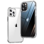 ONES iPhone 12 Pro Max Clear Slim Hard Case『Shockproof Airbag』『Raised Edges Protect Camera Screen』 [ Non-Yellow ] [ Anti-Slip ] PC + TPU Hybrid Protective Transparent Silicone Cover for APPLE 6.7 inch