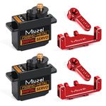 Miuzei 12 g Micro RC Servo Metal Gear ES08MA II Digital Servo + Motor Steering Servo for Arduino 1/16 1/18 Car SCX24 AX24 Car Robot Boat Aeroplane Mini 5 V with 25 cm Servo Cable Mount Horn Set, Red