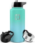 IRON °FLASK Sports Water Bottle - 32 Oz 3 Lids (Straw Lid), Leak Proof - Stainless Steel Gym & Sport Bottles for Men, Women & Kids - Double Walled, Insulated Thermos, Metal Canteen
