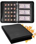 FAEFTY Fireproof Coin Album with 248 Coin Collection Holder & 36 Sleeves Money Currency Collection Book Pockets, Currency Album, Coin Collection Supplies for Collectors