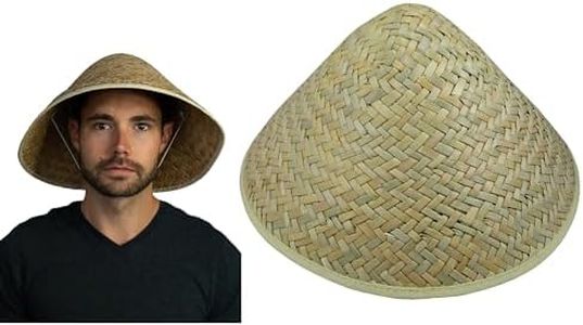 Light Weight Straw Sun Shade Farmer Conical Cone Hat, Beige, One Size