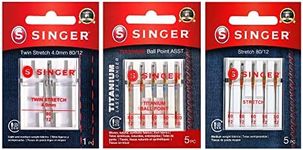 SINGER Assorted Stretch and Ball Point Sewing Machine Needle Bundle in Sizes 80/12, 90/14, 100/16 for Swimwear and Athletic Wear, 11pc Set