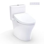 TOTO® WASHLET®+ Aquia® IV One-Piece Elongated Dual Flush 1.28 and 0.9 GPF Toilet and WASHLET S5 Bidet Seat, Cotton White- MW6463446CEMFGN#01