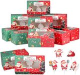 Coolty 50pcs Cupcake Boxes 2 Holes Cardboard Packaging Boxes Bakery Pastry Boxes with Window and Inserts for Cookies Muffins Cupcakes Desserts Pies (Christmas Type)