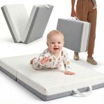 DeerFable Bi-Fold Pack and Play Mattress, 3 Inch Thick Soft & Firm Memory Foam Breathable Portable Pack n Play Mattresses, Baby Playpen Mattresses with Removable Washable Cover 38x26x3 Inch - Gray