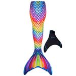 Fin Fun Mermaidens with Included Monofin - Swimmable Mermaid Tail - Reinforced Water Game for Adults & Teens w/Sun Resistant Material - (Rainbow Reef, Adult XS)