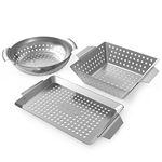 Onlyfire Chef 3 Pack Grill Baskets, Stainless Steel Vegetable Baskets, Mini Grilling Basket Set, Grill Pan for Outdoor Grill