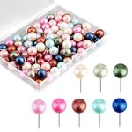 LUTER 100pcs Multi-Color Push Pins Map Tacks Plastic Round Head Pearl Push Pin with Case for Cork Board Map Calendar Photo Wall Office Production (0.39inch)