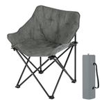 WOLTU Camping Chair for Adults, Padded Folding Chair High Back Fishing Chair Lightweight Portable Outdoor Chair, Carry Bag, Garden Chair Camp Chair, Faux Suede, Oxford Fabric, Dark Grey