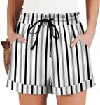 Angerella Plus Size Shorts Women Drawstring Mid Rise Elastic Waisted Pull On Lounge Shorts Trendy Cozy Stripe Short Pants with Pockets 3XL