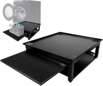 Washer and Dryer Pedestal with Pullout-Shelf - 27" W, 10" H, Black Steel Universal Fit with Major Brands | Laundry Pedestal with Drain Pan & Hose | Washer Stand for Back Pain Relief, 800 lbs Capacity