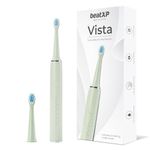 beatXP Vista Sonic Electric Toothbrush for Adults with 2 Brush Heads & 5 Cleaning Modes | Rechargeable Electric Toothbrush | 30000 strokes/min with Long Battery Life (Green)