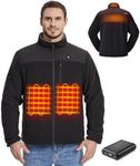TIDEWE Men’s Heated Jacket Fleece with Battery Pack, Rechargeable Coat for Hunting (Black, Size L)