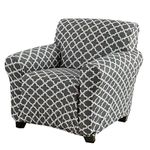 Great Bay Home Printed Twill Arm Chair Slipcover. One Piece Stretch Chair Cover. Strapless Arm Chair Cover for Living Room. Fallon Collection Slipcover. (Chair, Charcoal)