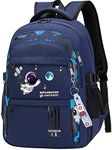 Astronaut Backpack for Boys Teens, Large Capacity School Bag Bookbag for Kids Elementary Middle (Blue)