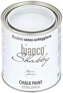 bianco Shabby® Peinture Craie Toutes Surfaces - 1 L Blanc Glace Peinture Mate Chalk Paint Adaptée aussi aux Meubles en Bois - Chalky paint Deco Maison Vintage & Déco Meuble